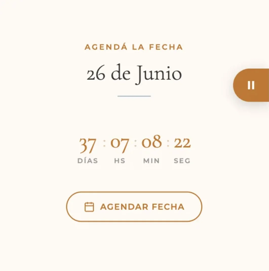 Cuenta regresiva en invitación de boda digital